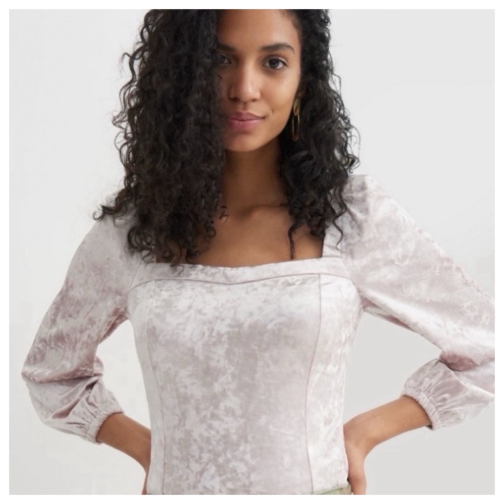NWT Antropologie Jessima Fitted Elegant Velvet Long Sleeve Top, L - Picture 11 of 12